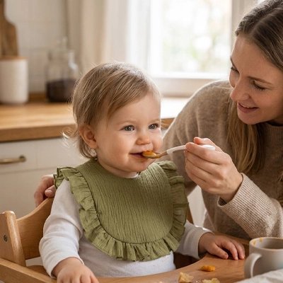 Bavoir bébé vert bébé mange