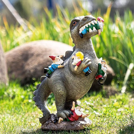 Nain de jardin en forme de dinosaure