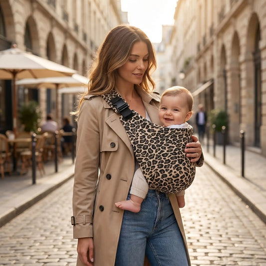 porte bébé leopard maman porte bebe en ville
