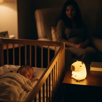 Veilleuse bébé allumée